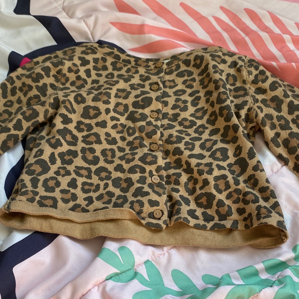 H&M Tan and Black Animal Print Cardigan